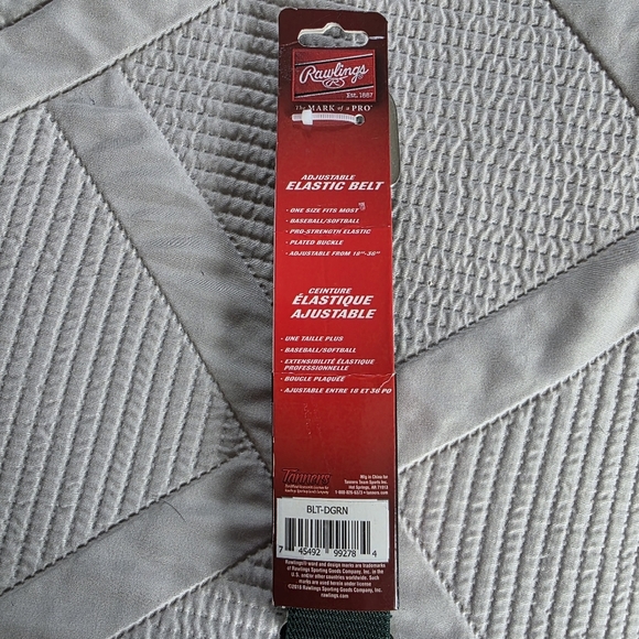 NWT Rawlings Adult Baseball/Softball Adjustable Elastic Belt In Dark Green - Picture 3 of 5